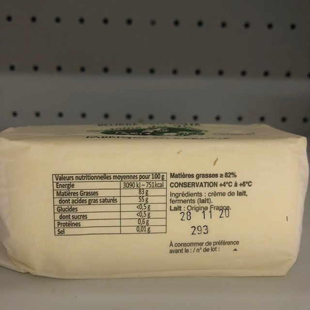 Beurre cru 250g doux en baratte
