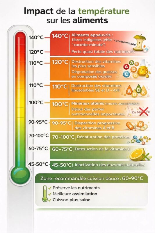 Tableau températures stockage aliments