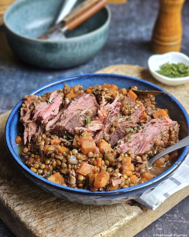 Plat savoureux lentilles cocotte